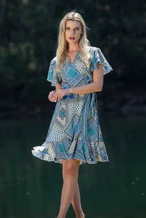 Cienna - Laki Wrap Dress Odor Resistant Fabric Cozy Layering Light Fashion