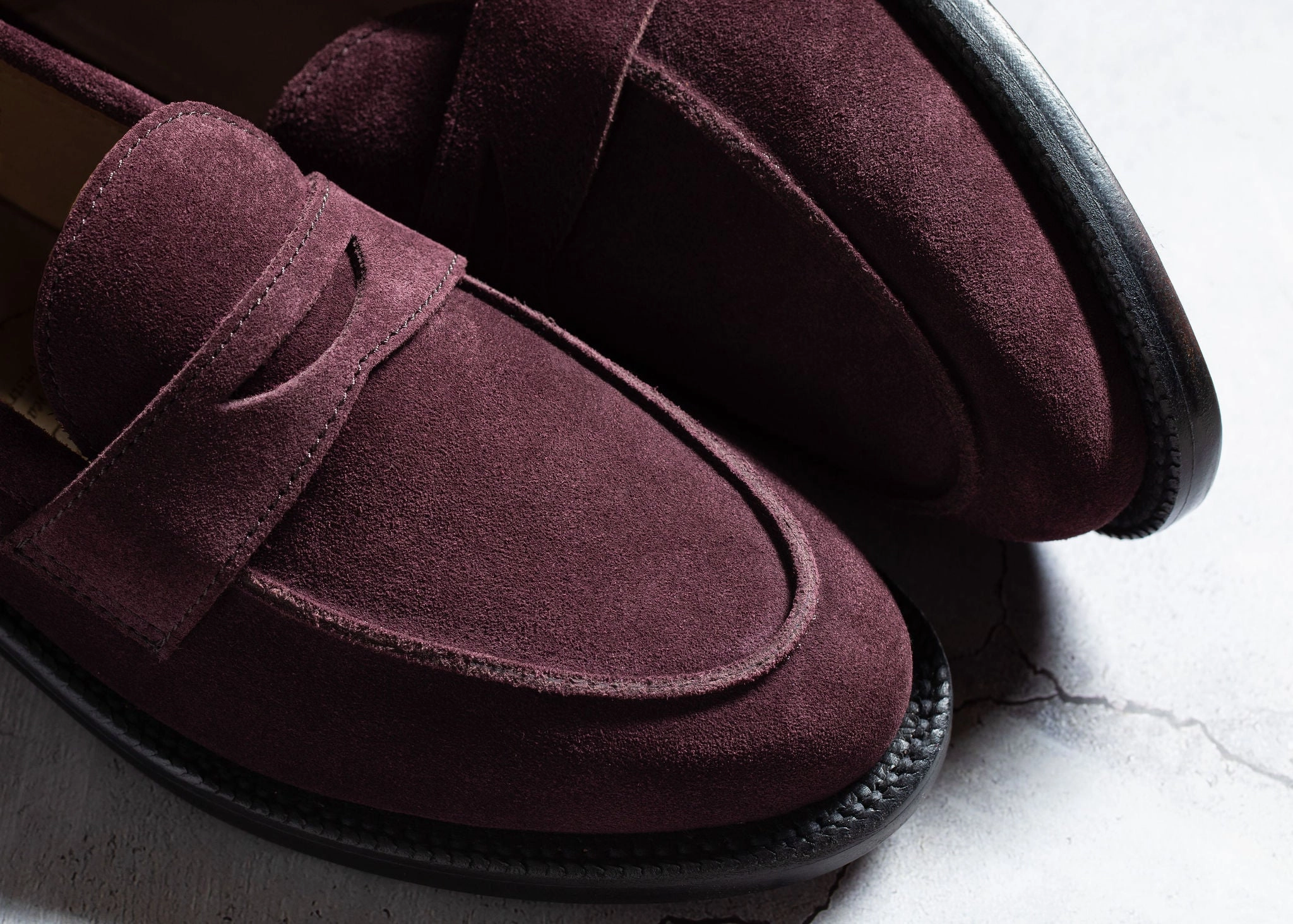 Clara Penny Loafer Berry Suede Minimalist Style