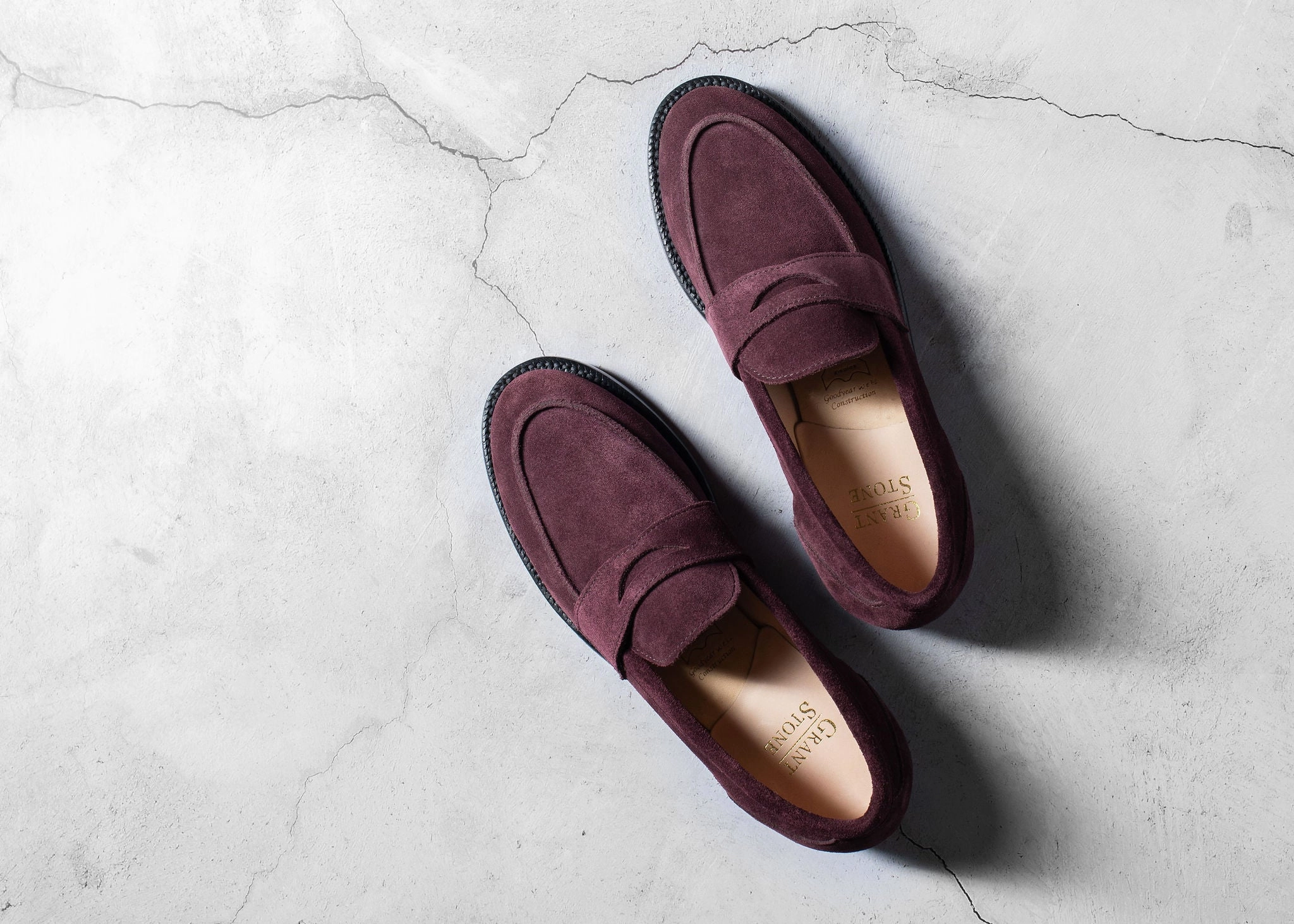 Burnished Leather Clara Penny Loafer Berry Suede