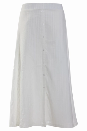 Leather Look Classic Fit 100% Cotton Stripe embossed Skirt | WHITE | 6125AR