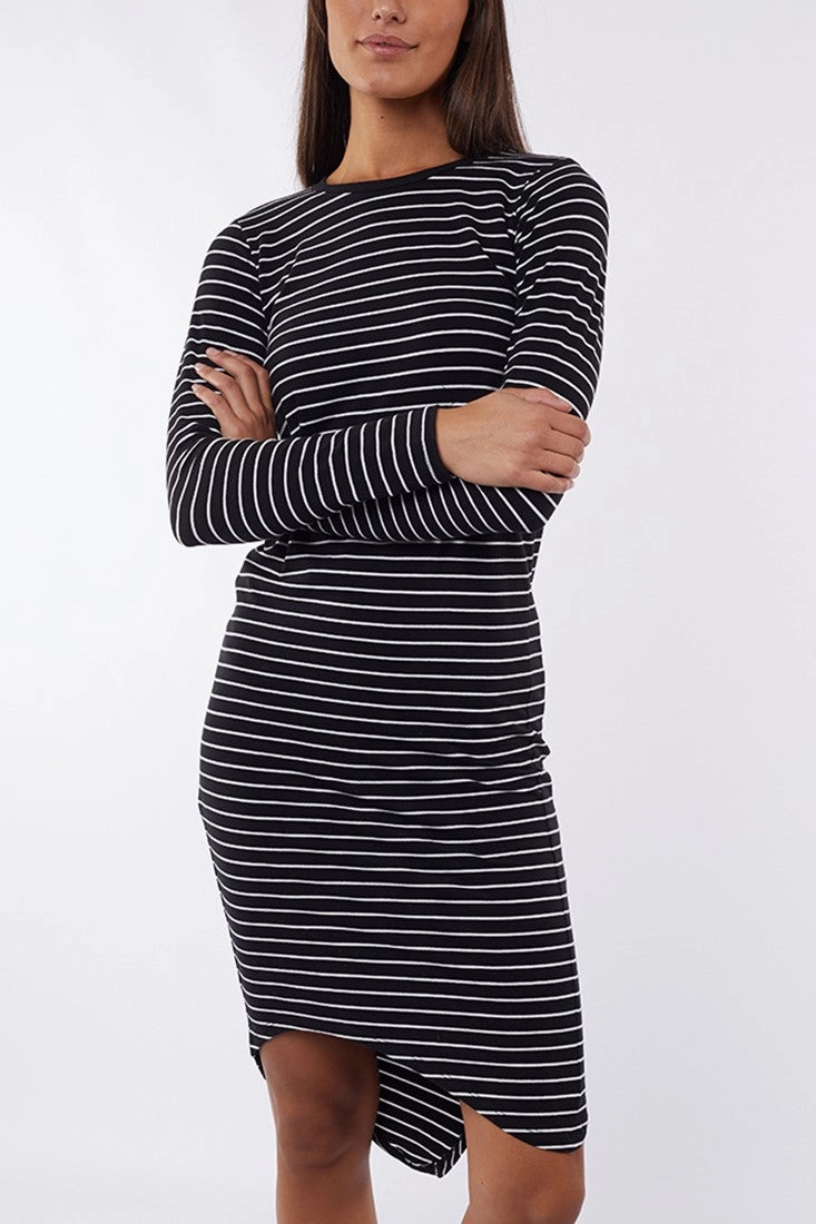 Silent Theory Dress Infinity L/S Black/White Stripe Light Aesthetic