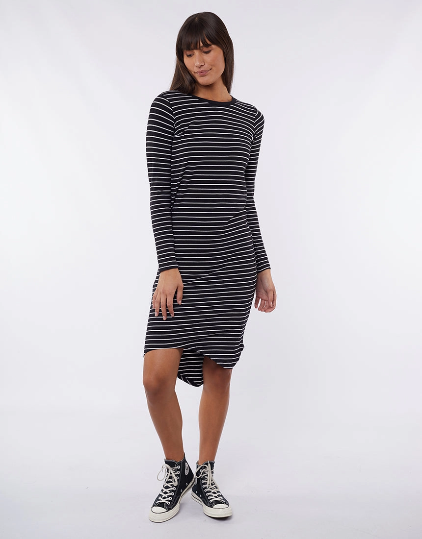 Formal-look Silent Theory Dress Infinity L/S Black/White Stripe