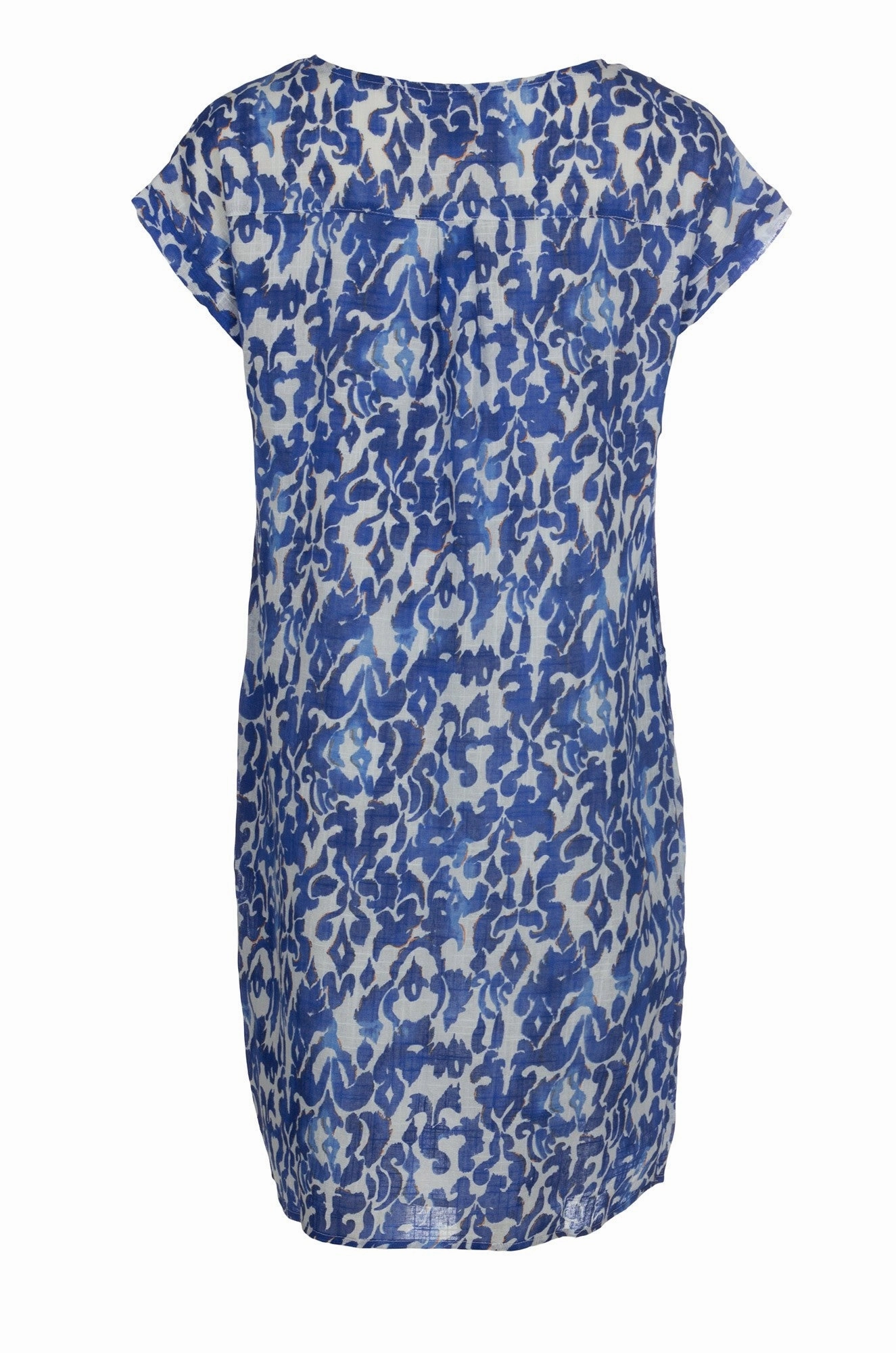 Printed Cotton Dress with pockets | Mid Blue Aztec | 6278A1 Elegant Style Relax Mode