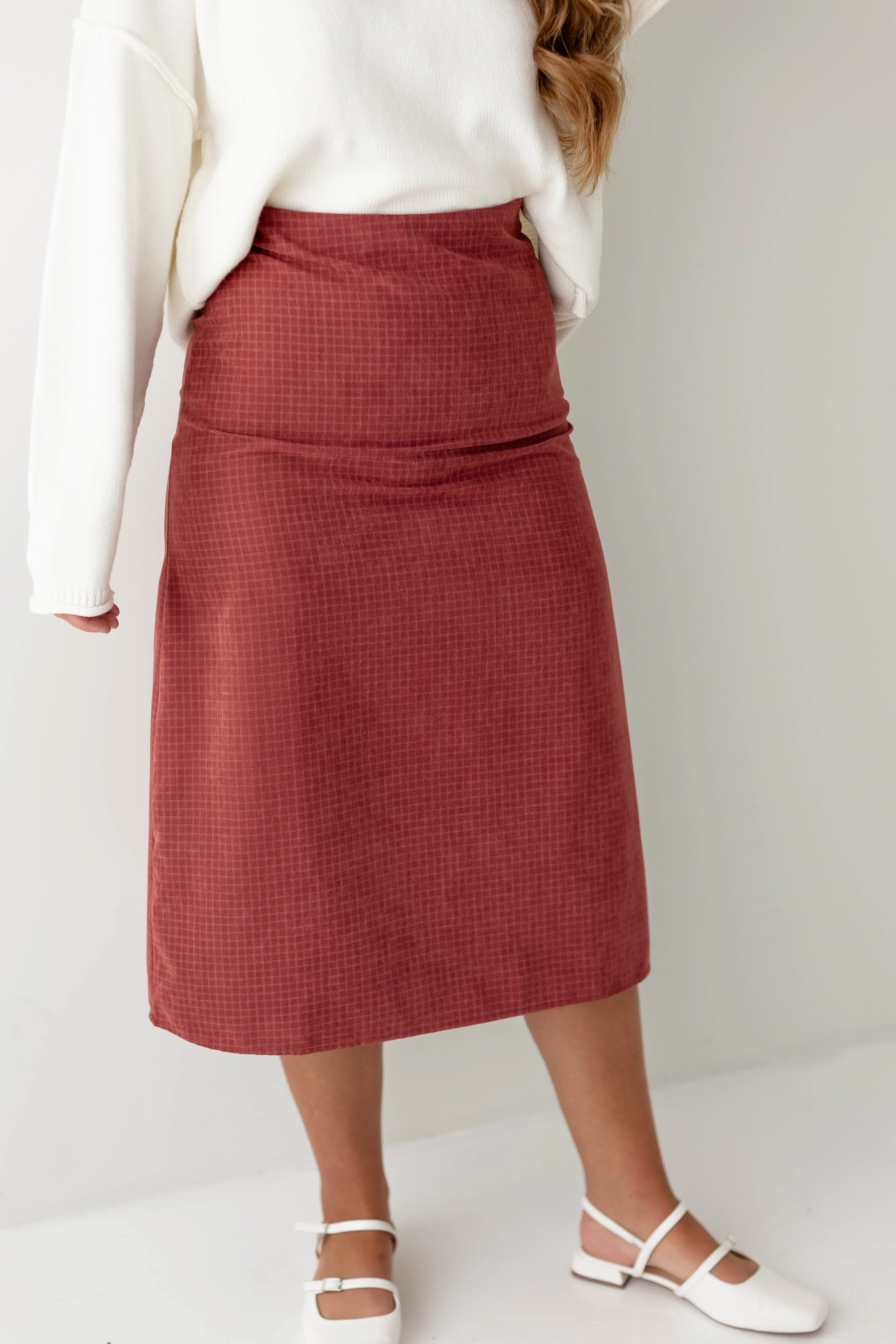 'Jerusha' Square Print Midi Slip Skirt Chill Tones Non Restrictive