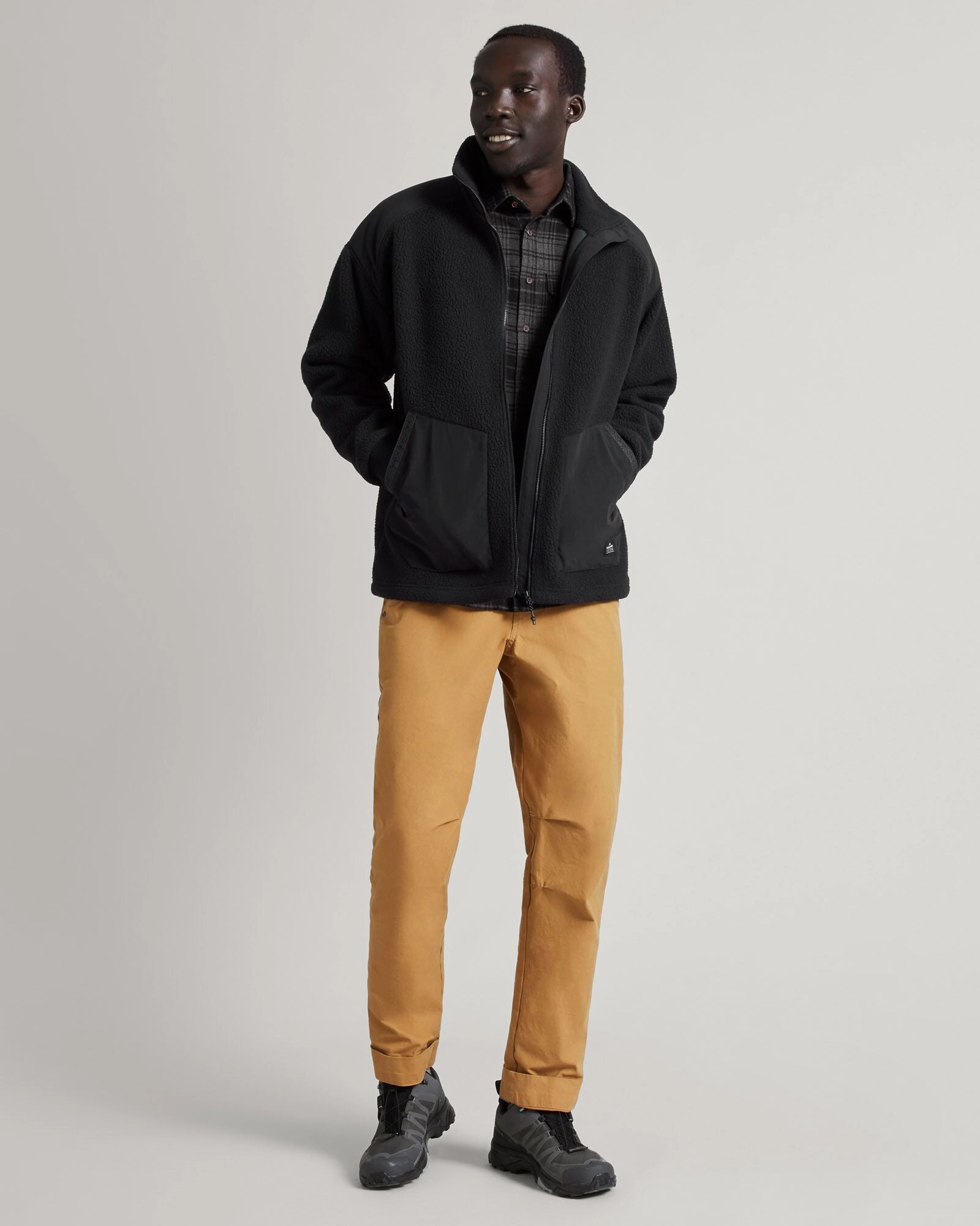 Faux Fur Collar Co-Z High Pile Men's Jacket - Black