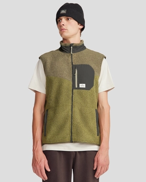 Co-Z High Pile Men's Vest - Light Moss/Dark Fern Laser Cut Airflow Vents Layered Neckline