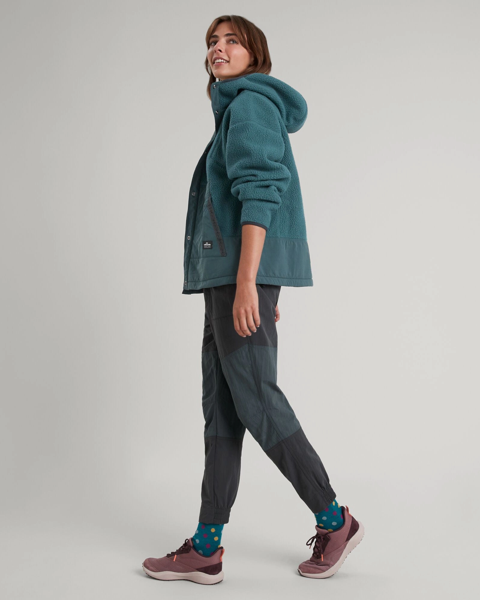 Multi Pocket Utility Touchscreen Compatible Cuffs Co-Z High Pile Women's Jacket - Deep Lagoon