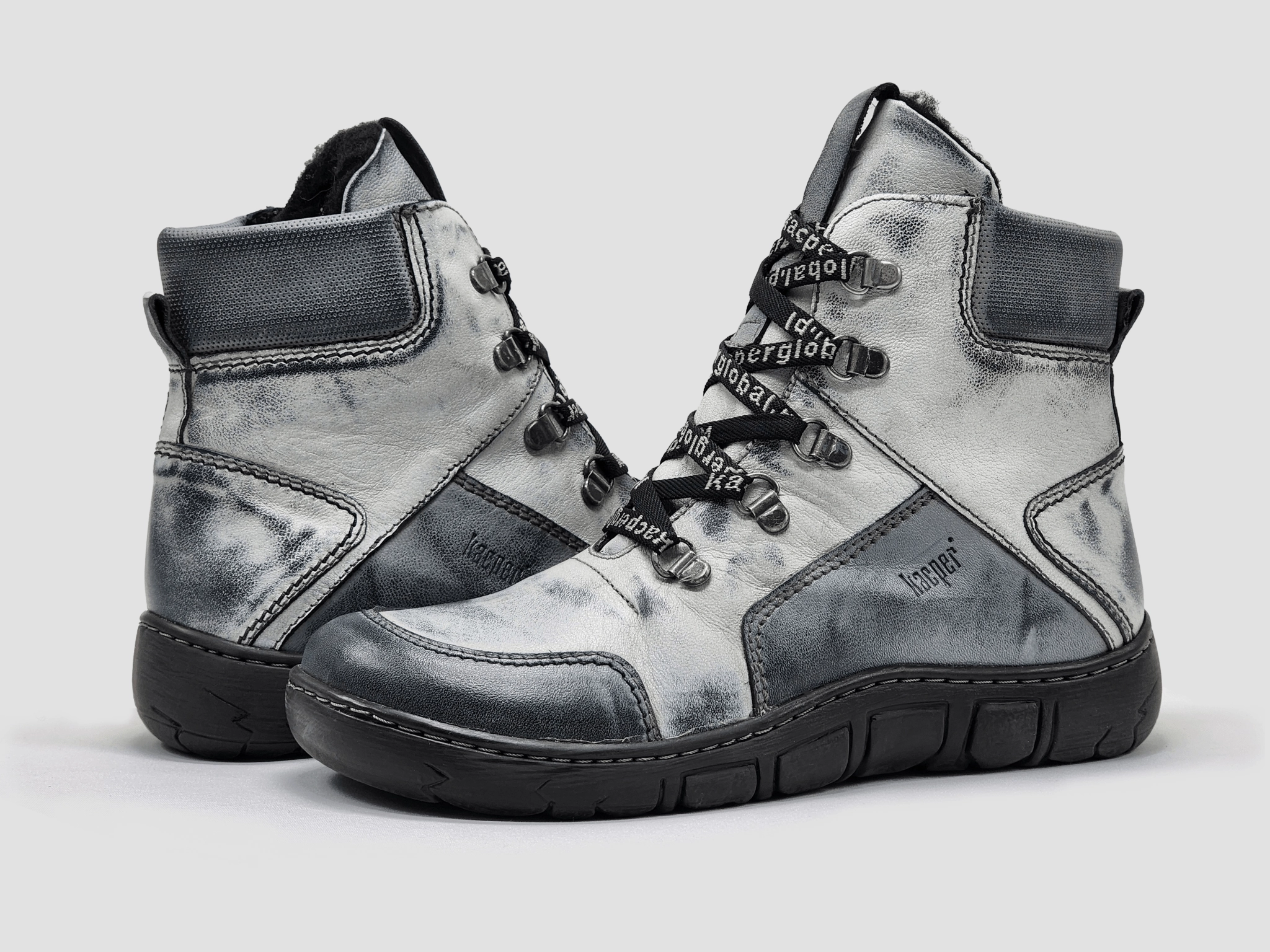 Women's Original Insulated Zip-Up Leather Boots - Grey Hiking Enthusiast Feather Light Hiking Trails