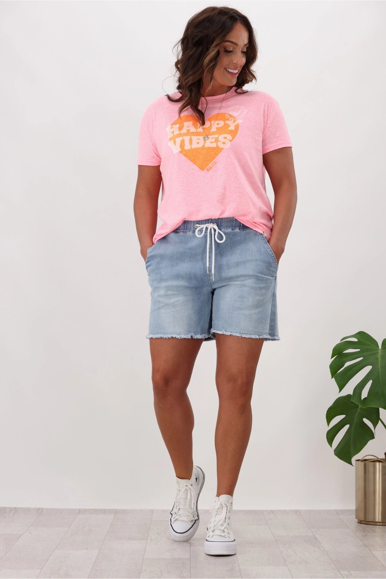 Shine On Label Billie Elasticated Denim Short Tagless Design Foldable style