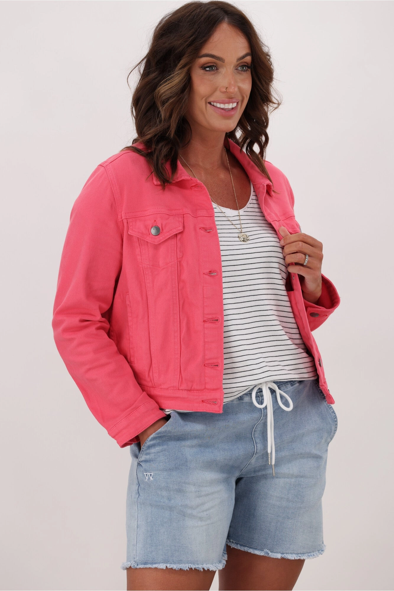 Durable Comfort AntiStaticCoating Shine On Label Billie Elasticated Denim Short