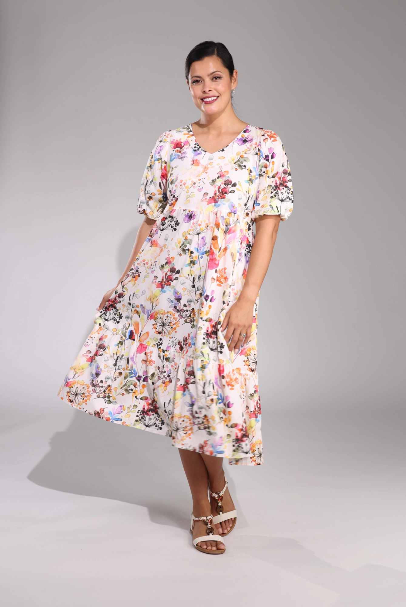 Midi Sundress | Watercolour Garden | 6521C1 Beach Walk