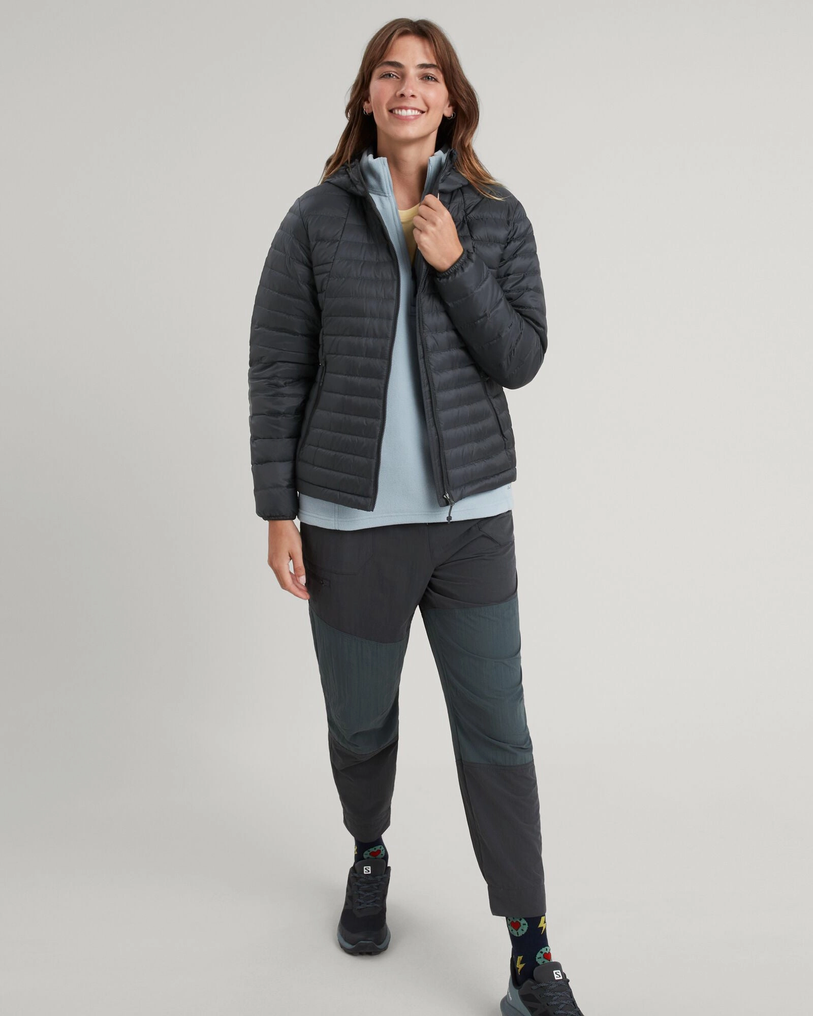Temperature Regulating Women's Heli R Hooded Down Jacket - Black Stingray