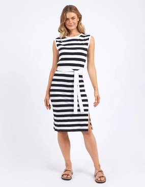 Foxwood Bondi Dress Stripe Black & White Stripe Anytime Fit Transitional-Wear