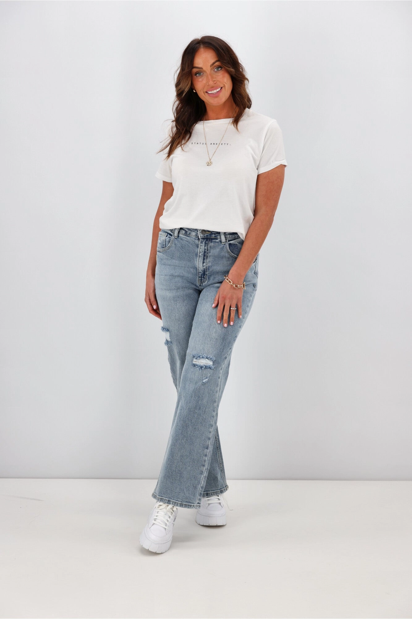 Shine On Label Francisco Distressed Relaxed Fit Jean Washed Blue Soft Touch For Adults Cold Fit