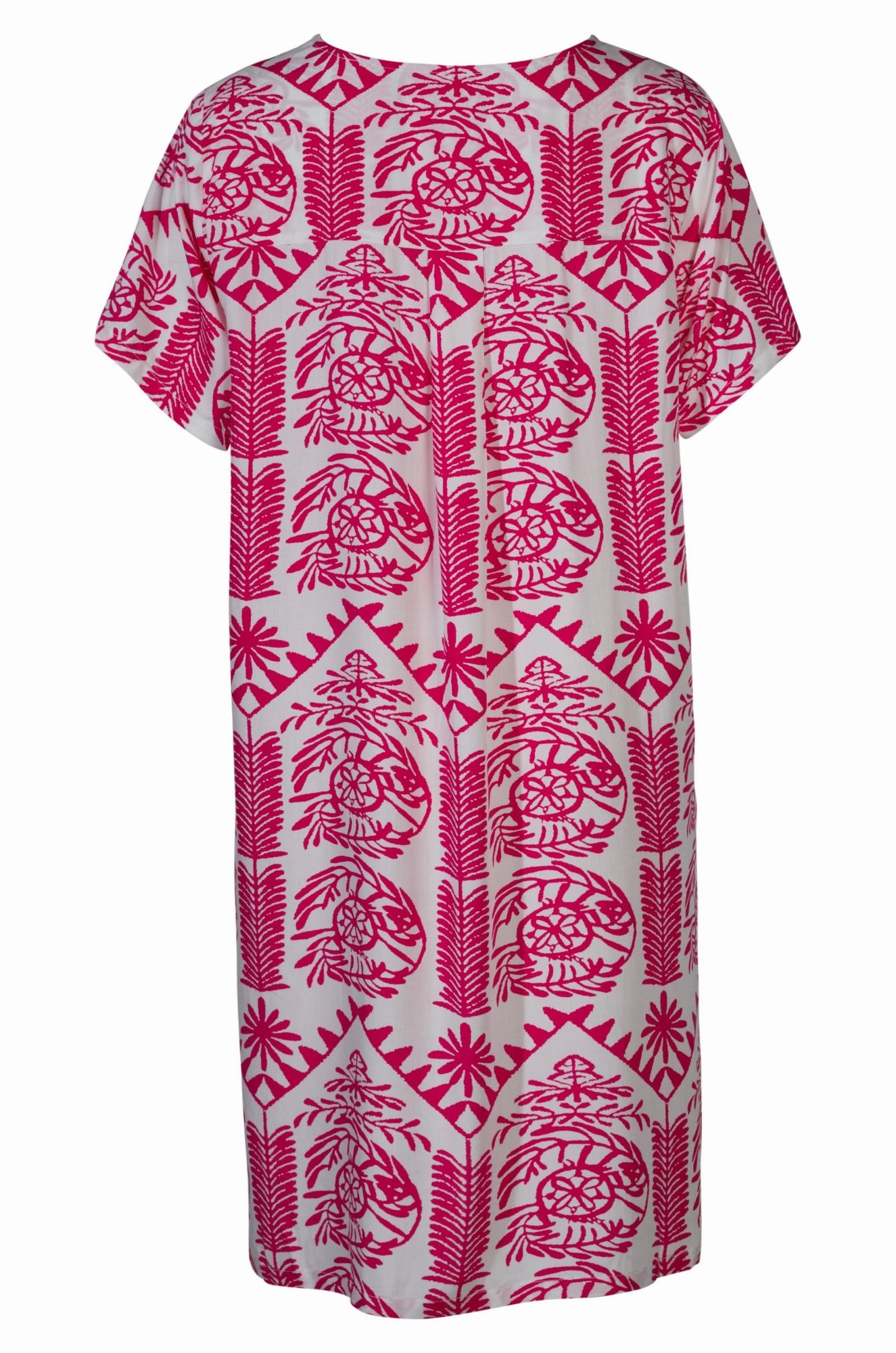 Daily Wear Seasonal Style Round neck Dress with pockets | Cerise White Tile | 3341A1