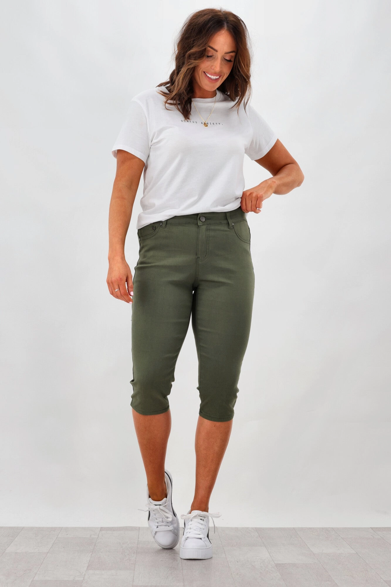 Active Comfort Wear Wakee Mandy Capri Pants Khaki