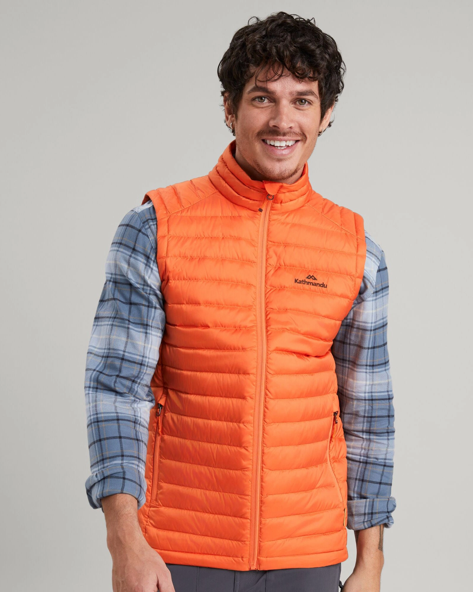 Soft Shell Casual Outdoor Look Men's Heli Down Vest - Alpenglow