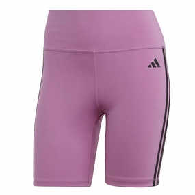 adidas - Women's Training Essentials 3-Stripes High Waisted Biker Shorts (HK9961) Flexible Knees
