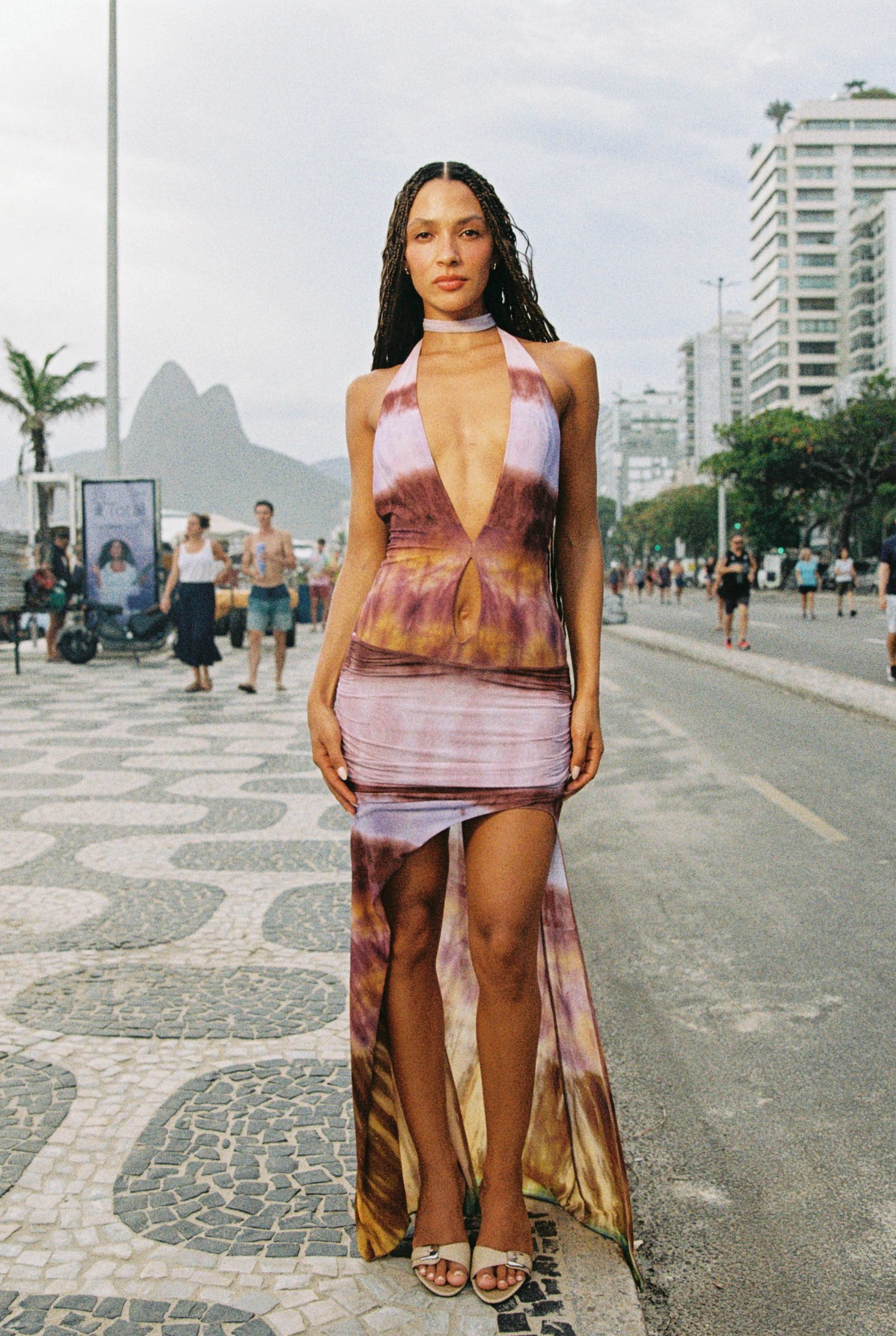 Hazel Tie Dye Maxi Dress - Equinox Polished Fit Off-Shoulder