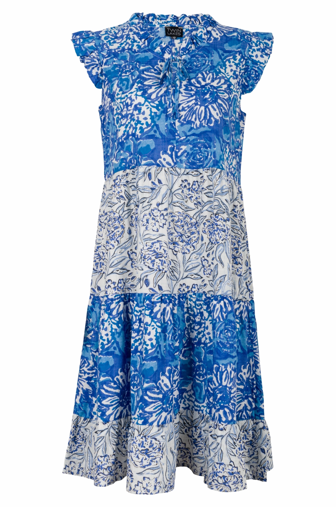Versatile dress for layering Printed Cotton Rayon Dress | Blue Blooms | 6549A1