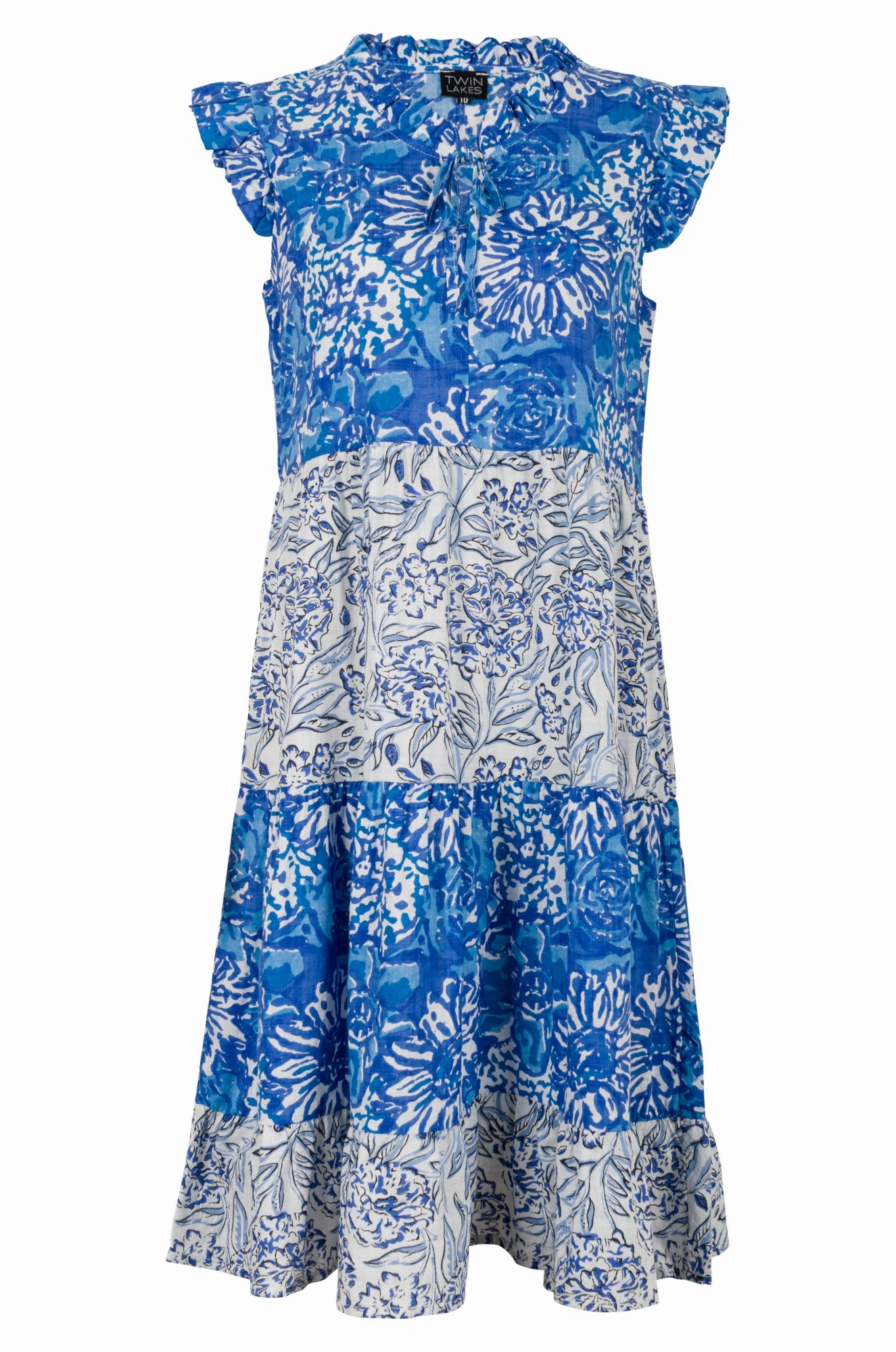 Printed Cotton Rayon Dress | Blue Blooms | 6549A1 Casual event outfit Comfortable Waist