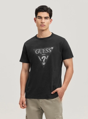 Weighted Hem Eco Black Treated Triangle Logo T-Shirt