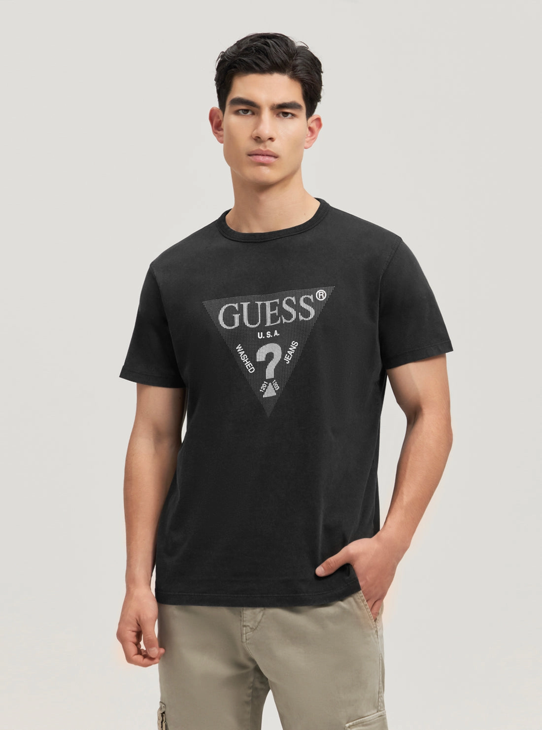 Weighted Hem Eco Black Treated Triangle Logo T-Shirt