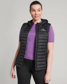 Light Reflective Zippers Women's Heli Hooded Down Vest - Black
