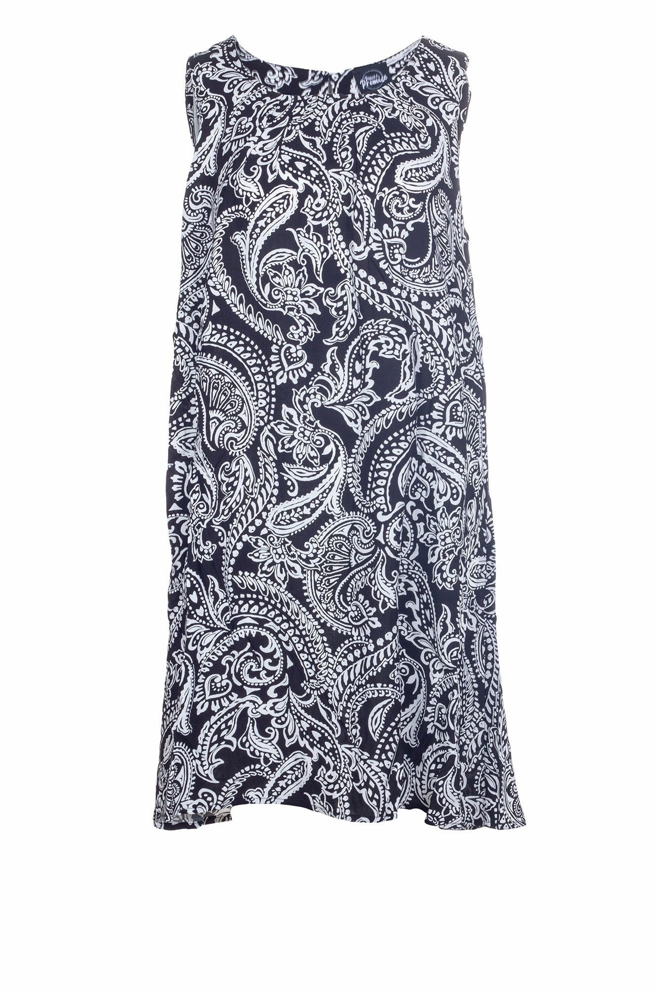 100% Rayon Dress | BLACK WHITE PAISLEY | 7335A1 Comfy and Chic Relax Cut