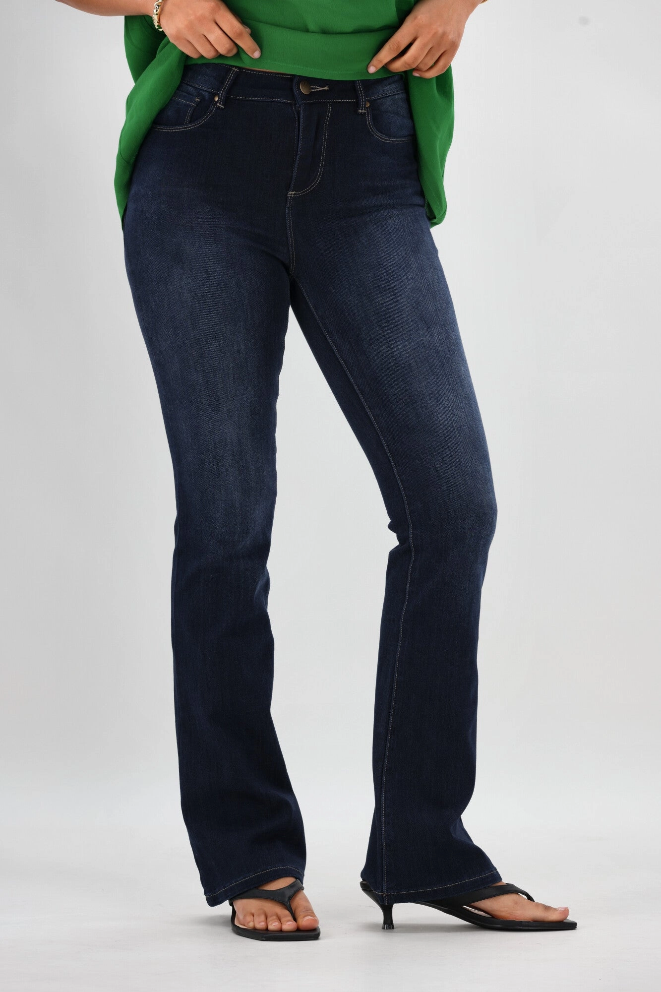 Shine On Label Sculpt Bootleg Jeans Full Length Super Dark Indigo V2 Active Lifestyle Dance Practice