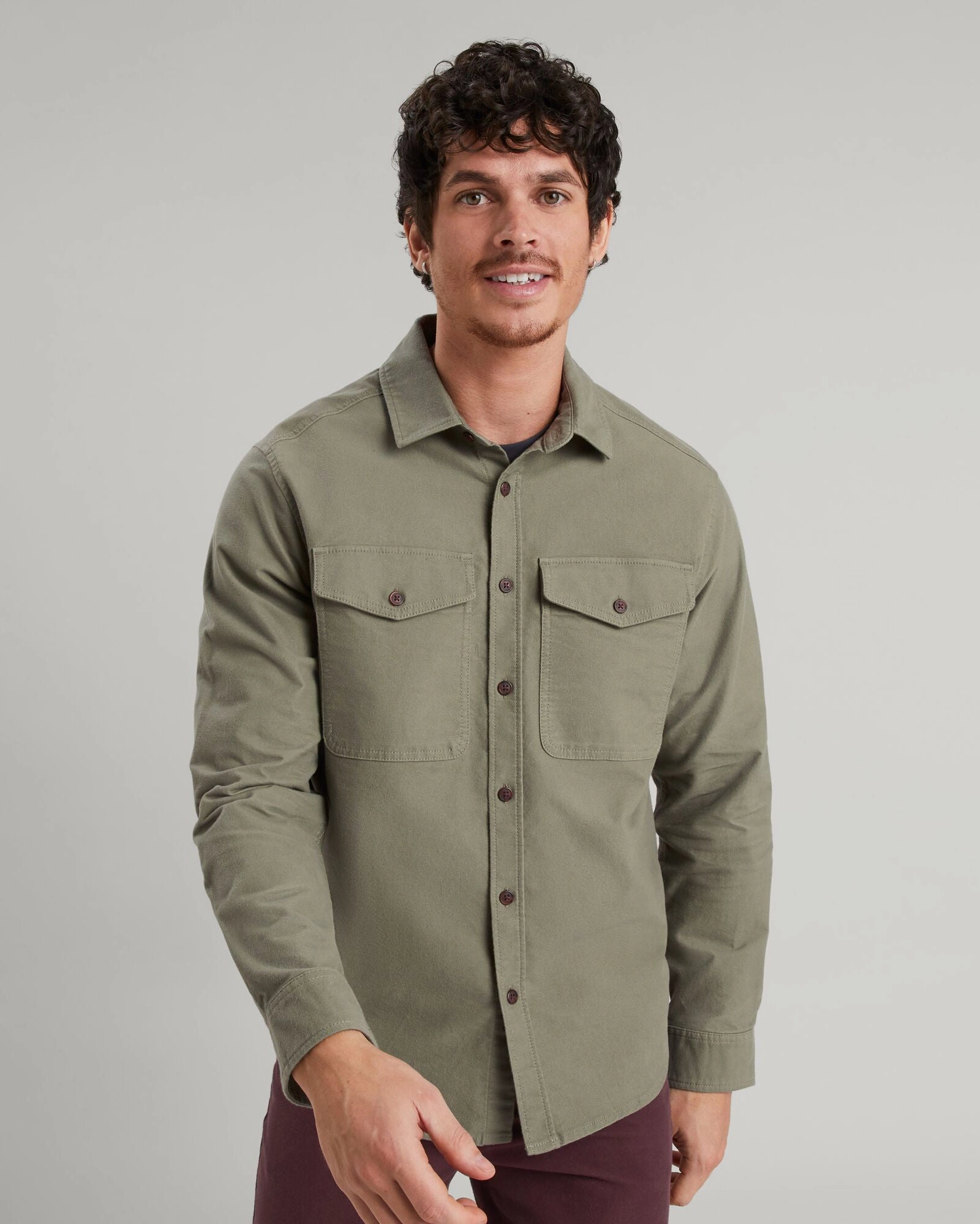 Sporty Design Seamless construction Men's Huntly Moleskin Long Sleeve Shirt - Beech