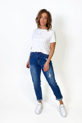 Perfect For Running Perfectly Shaped Shine On Label Kaiko Slim Leg Turn Up Cuff Jean Indigo