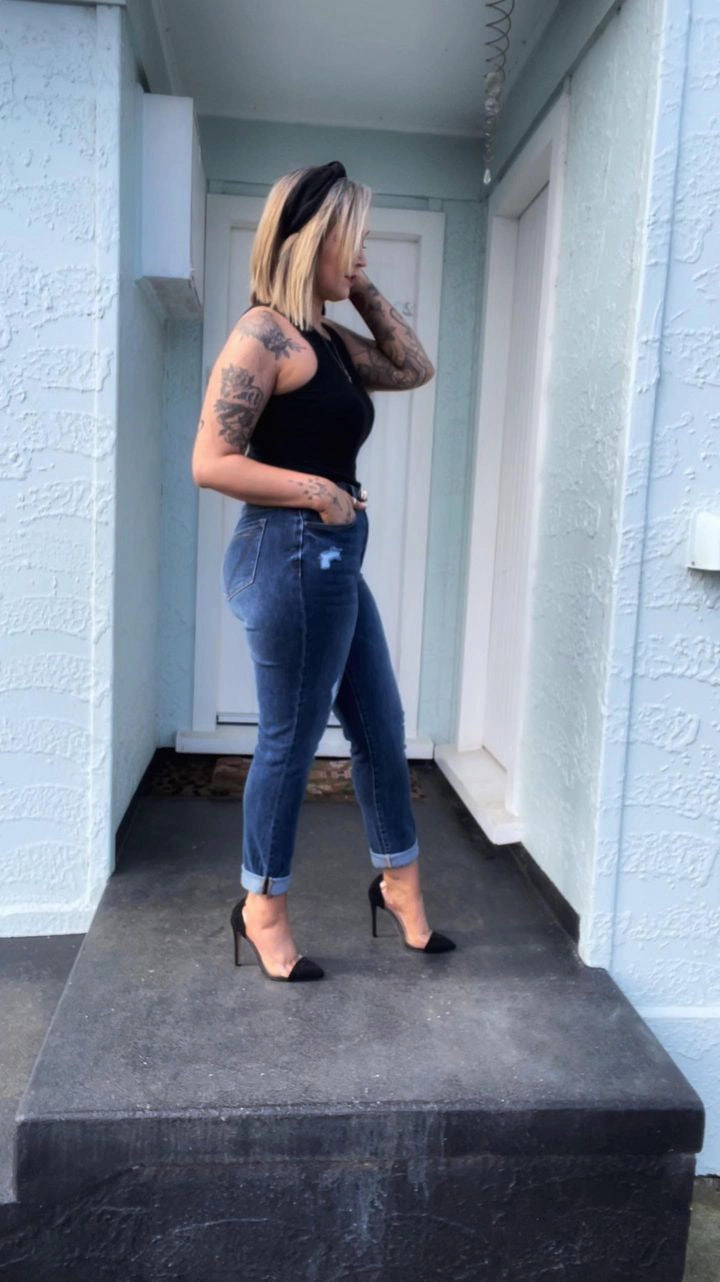 Shine On Label Kaiko Slim Leg Turn Up Cuff Jean Indigo Sculpting Fit Anti Static Material