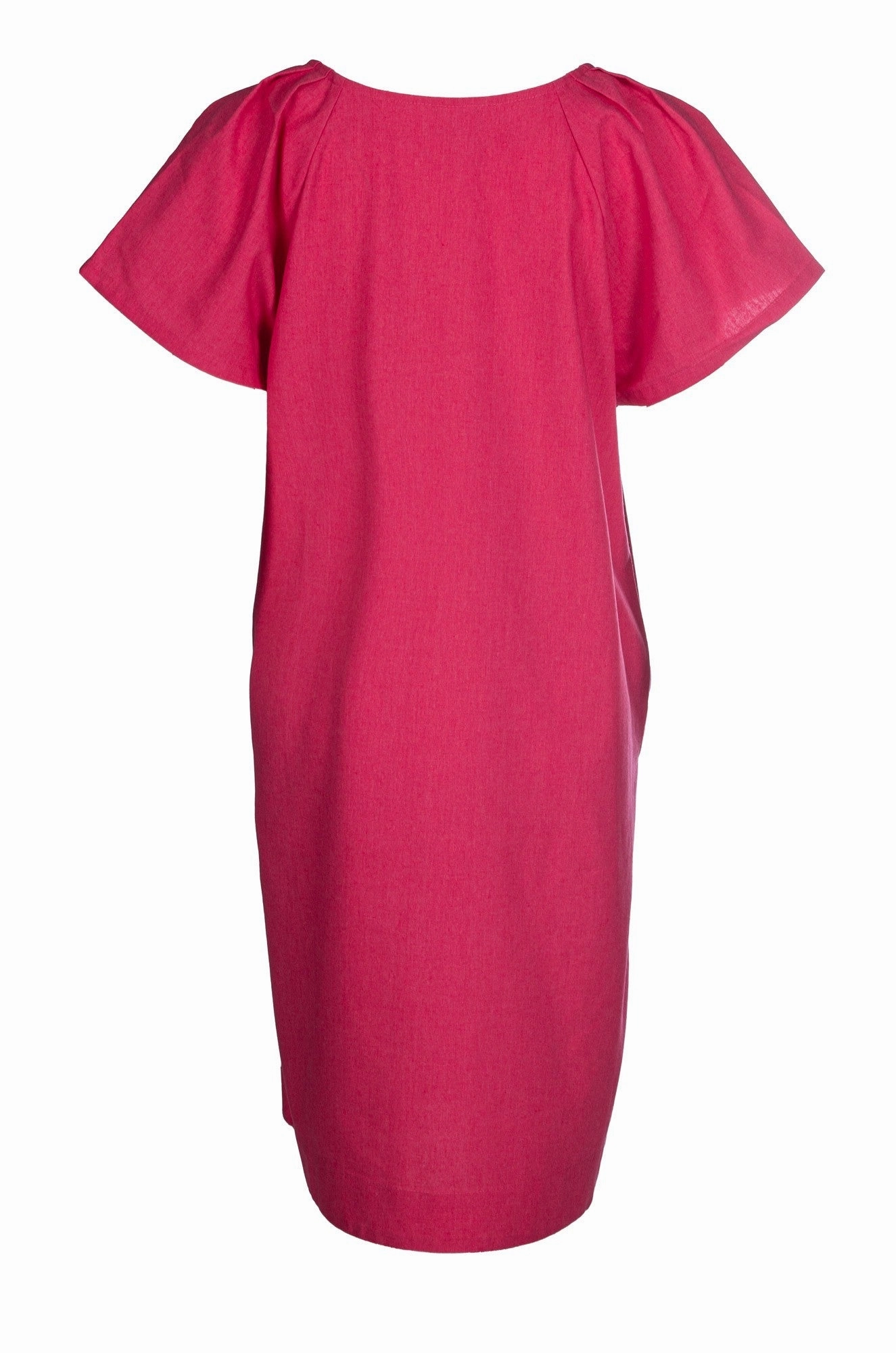Pleat Breeze Cotton Linen Blend Dress | CERISE | 6778A1