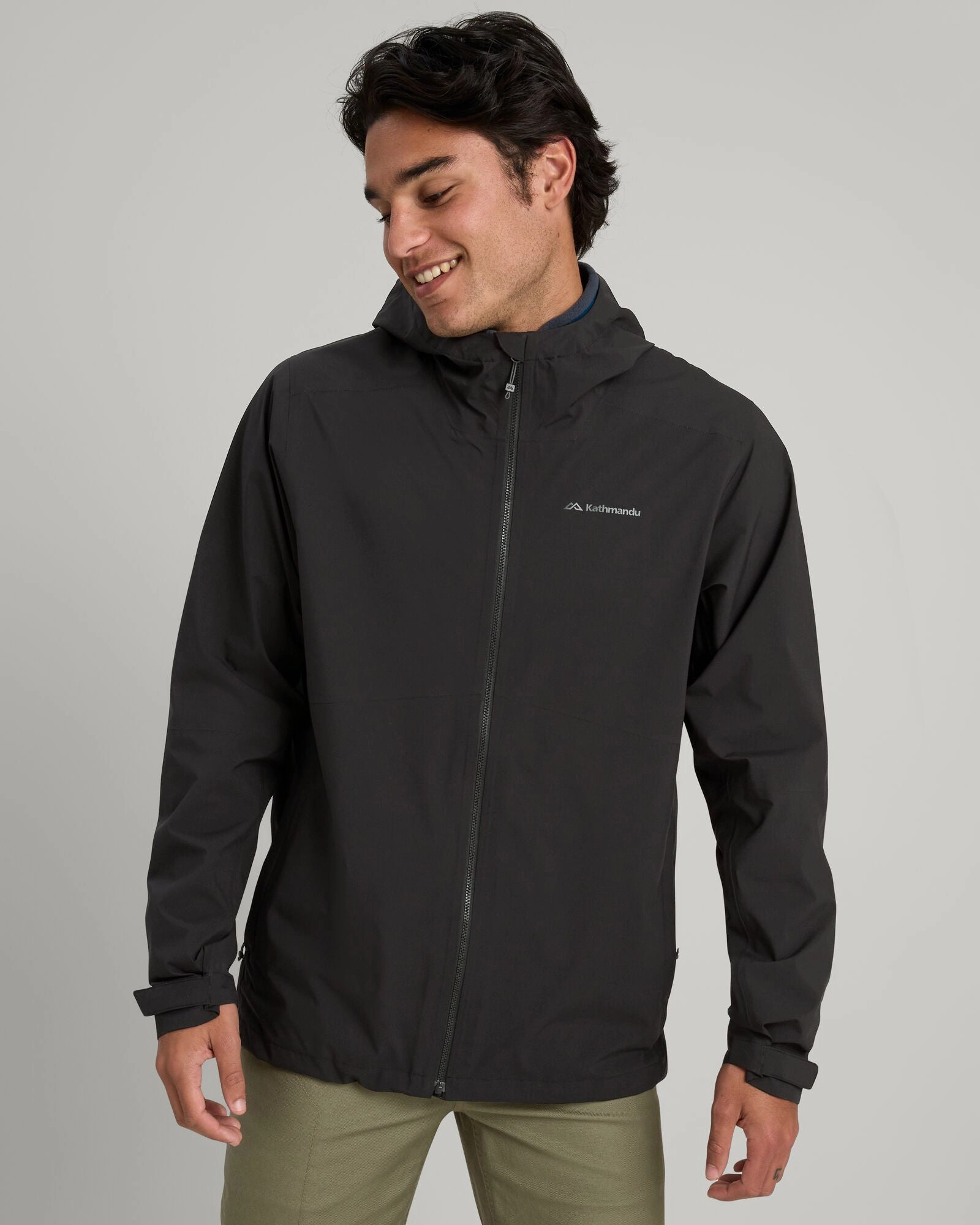 Modern Drop Tail Hem Reflective Trim Men's Trailhead Stretch 2.5-layer Rain Jacket - Black Stingray
