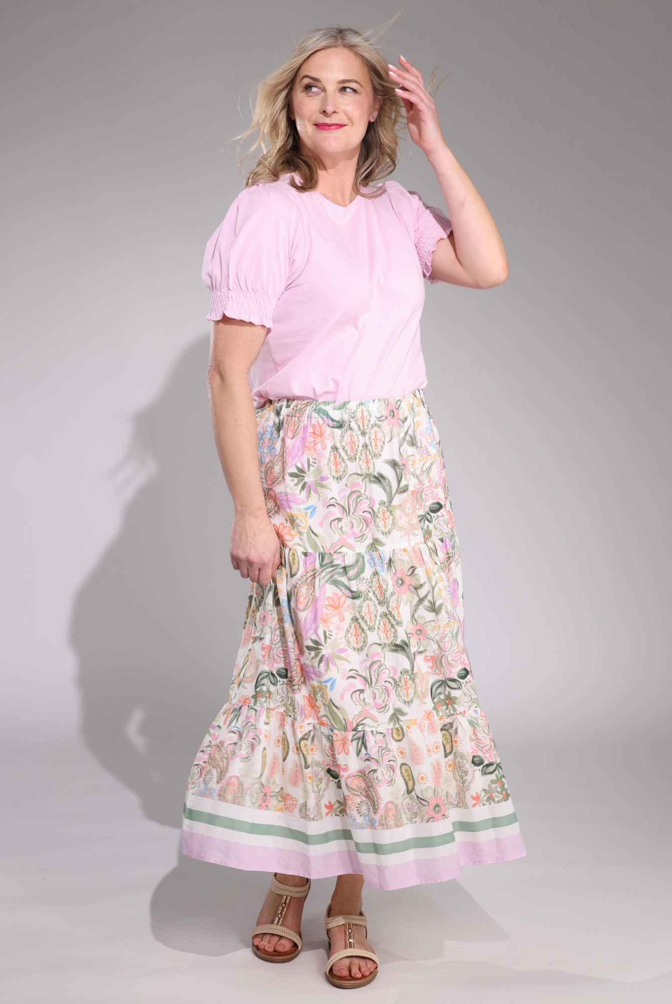 Tiered Skirt | Olive Lilac Border | 6511C1 Design Detail