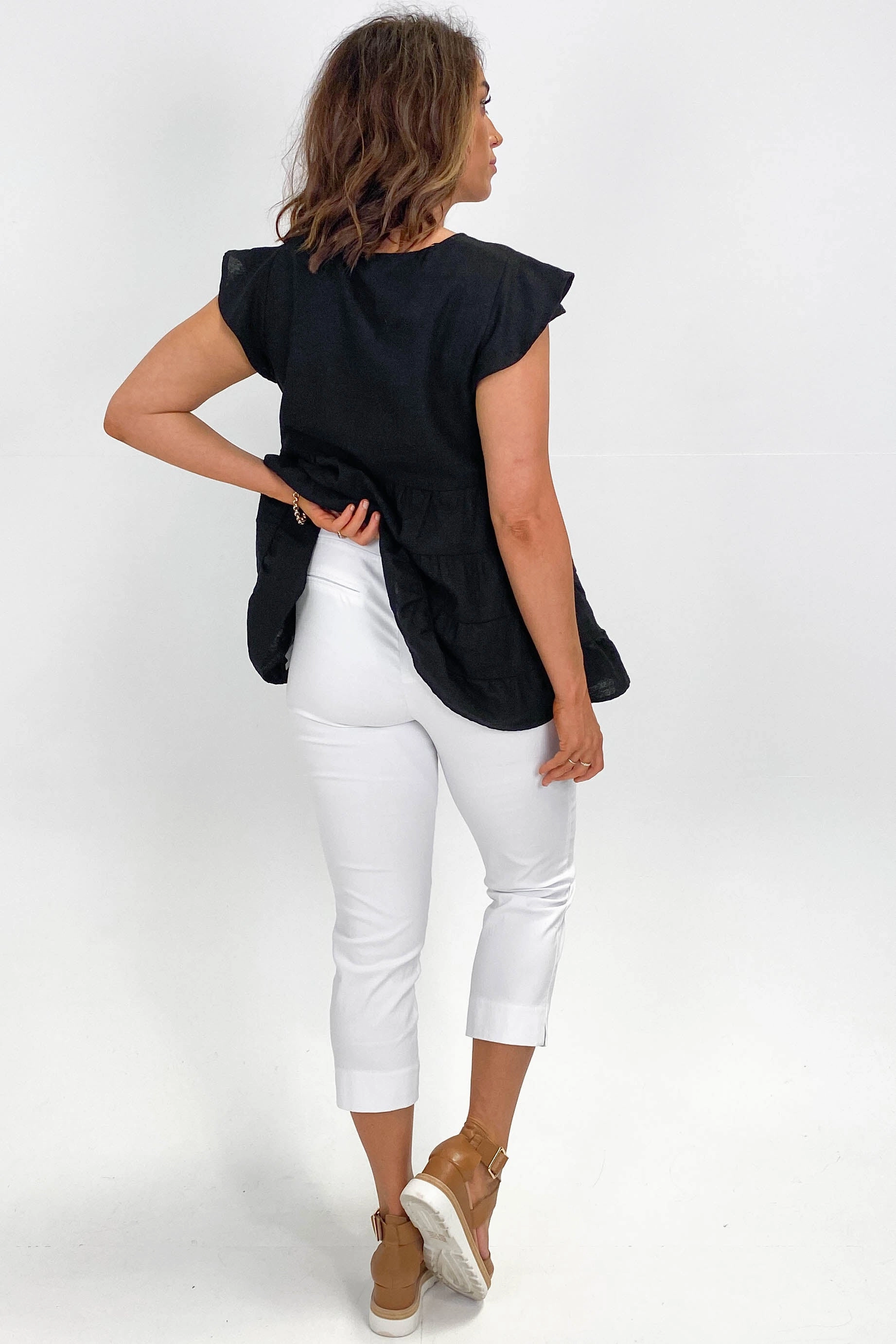 Betty Basic Crop Bengaline Pant White Double Layered Fabric Dance Practice Fitness Lover