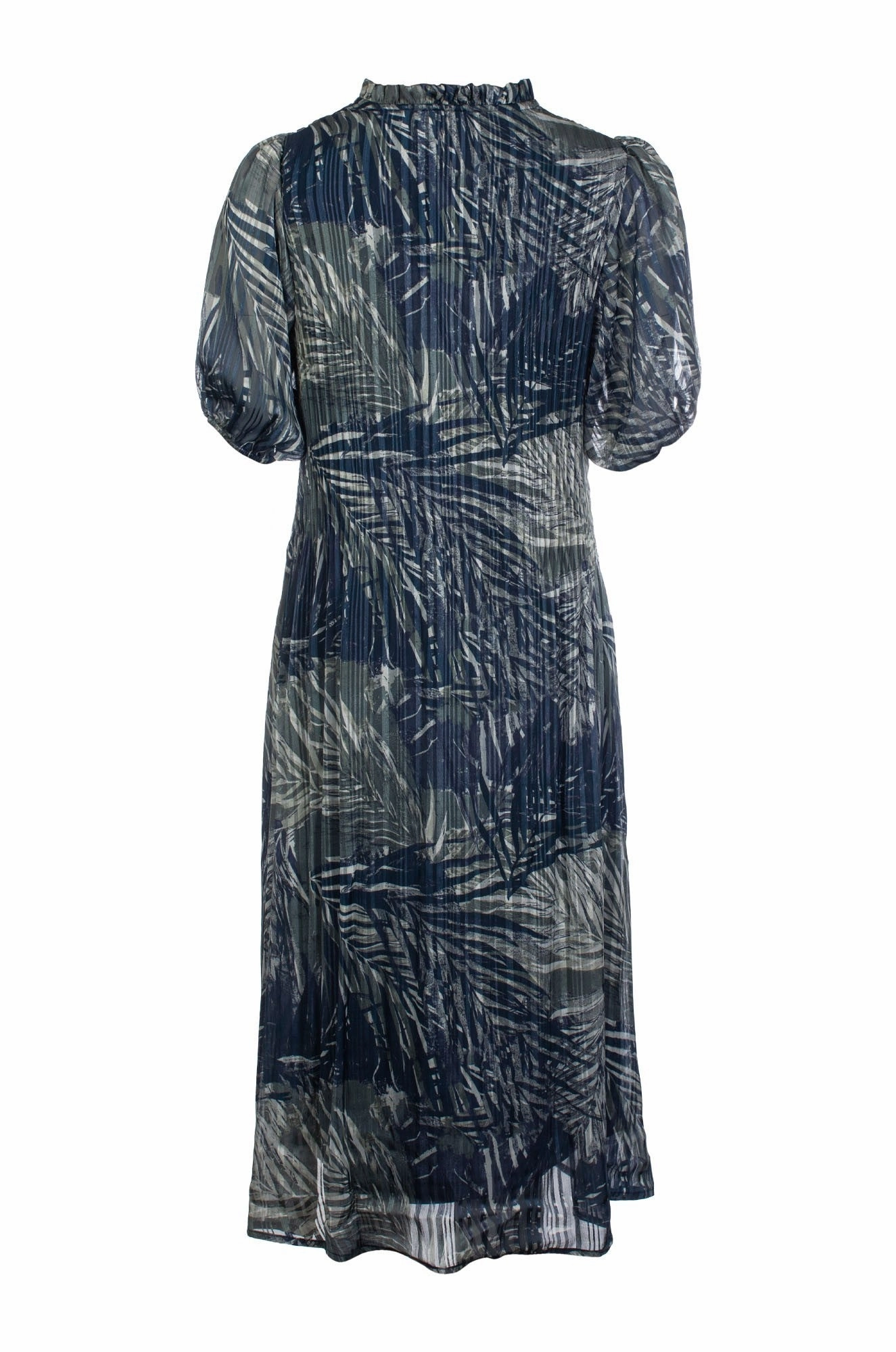 Versatile Fit Evening-Wear Dress | Indigo Olive Palm | 8575C1