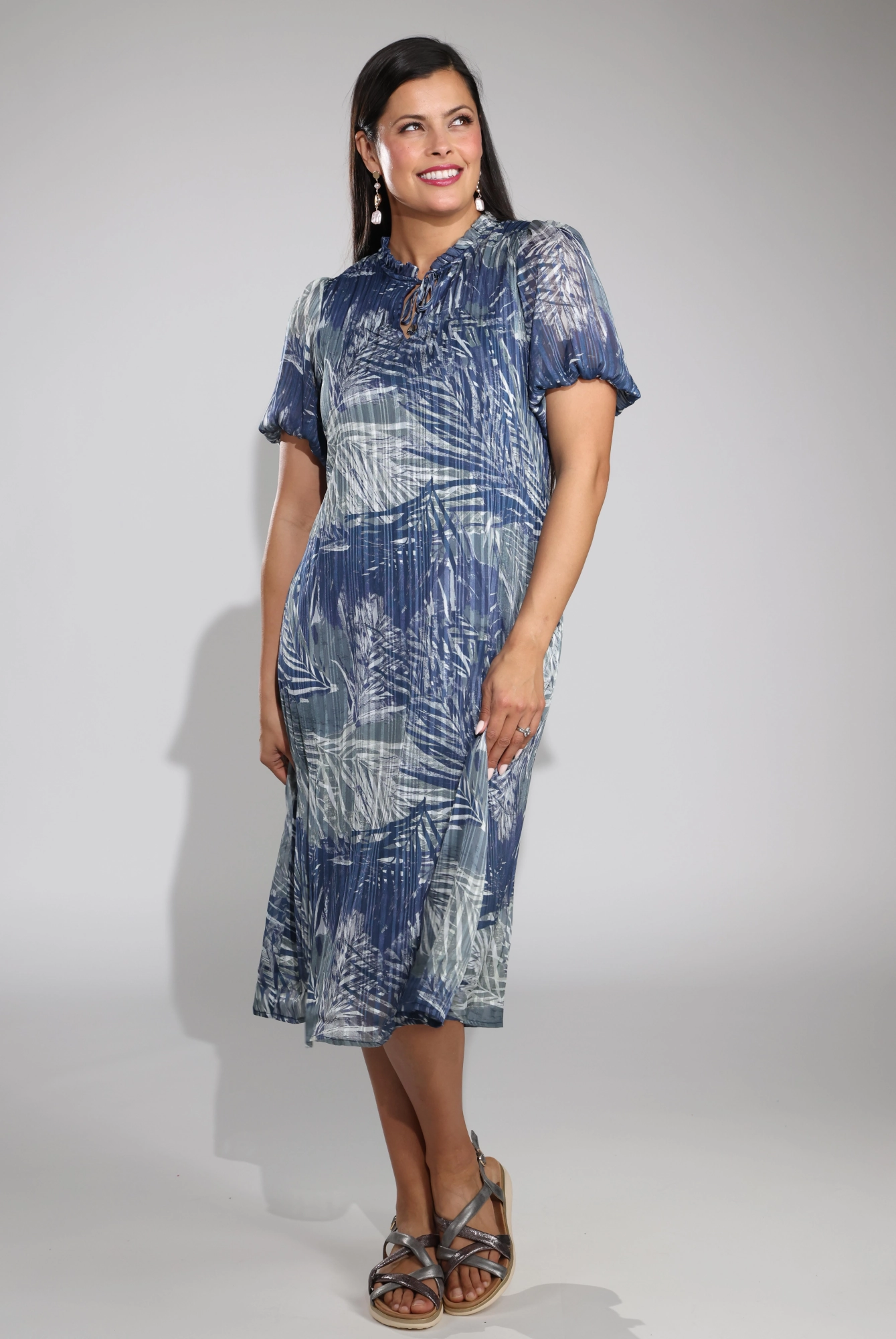 Dress | Indigo Olive Palm | 8575C1 Easy Layering Church Proper