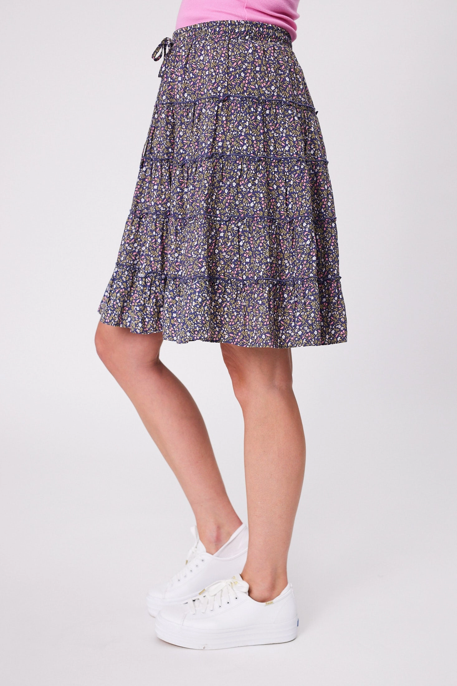 Gloss by Shine On Mirielle Mini Skirt Black Blue Floral Clean Outfit