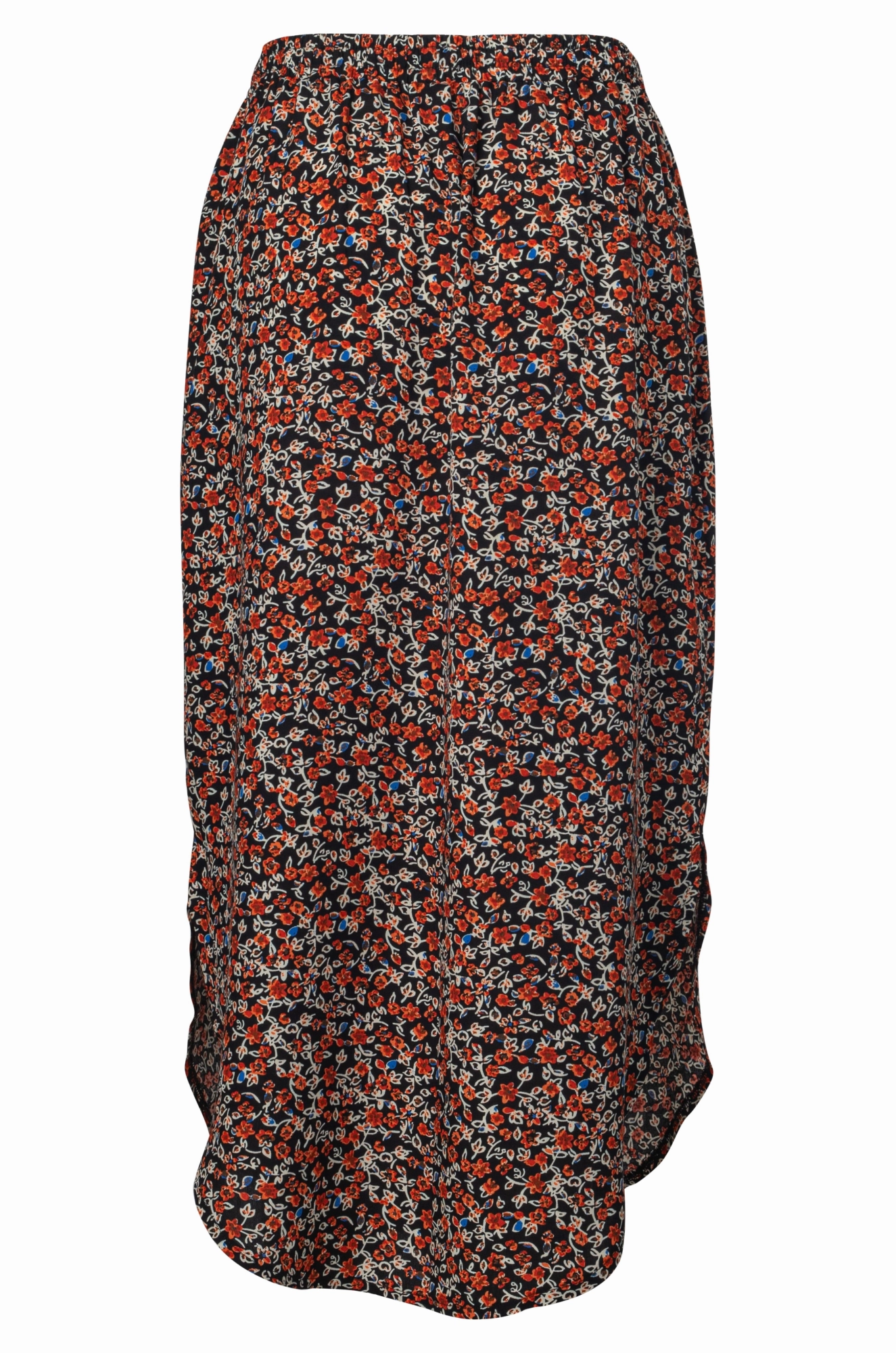 All Day Comfort Senior Style Curved hemline Skirt | Spice Black Mini Floral | 3362A1