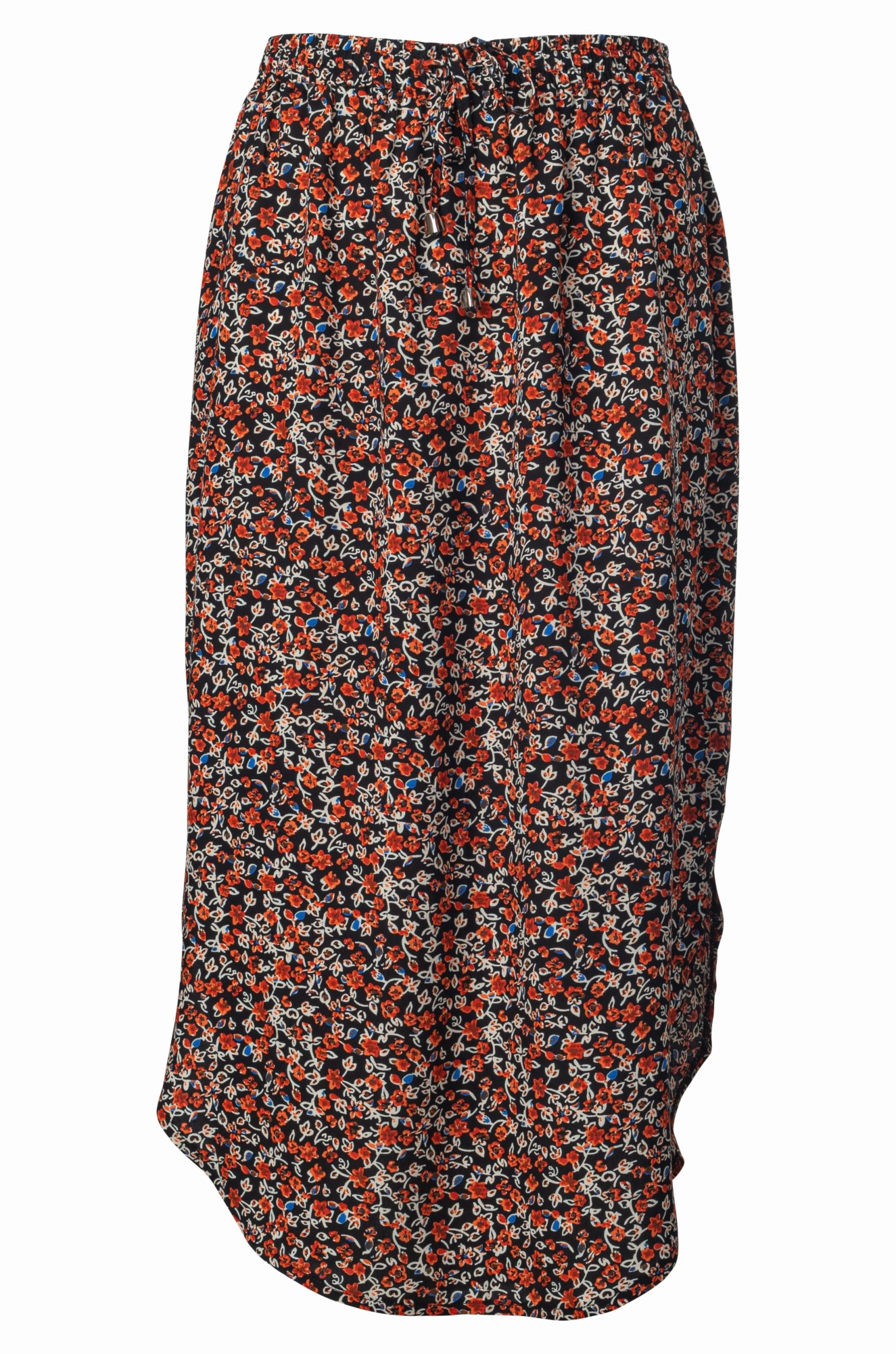 Curved hemline Skirt | Spice Black Mini Floral | 3362A1 Clean Finish Media Feature
