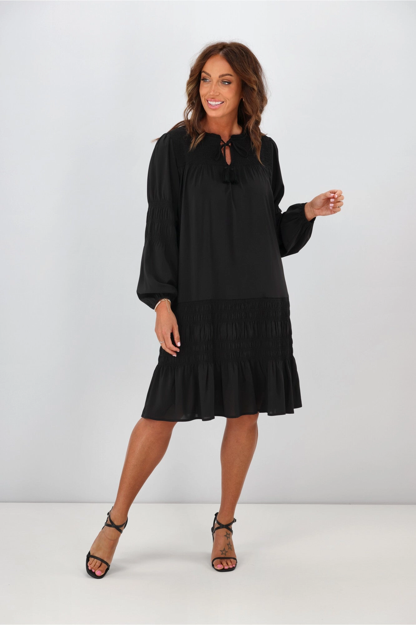 Jane James Shirred Trixie Dress Black Urban Feel