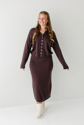 Embossed Detail 'Jana' Cotton Blend Midi Sweater Skirt