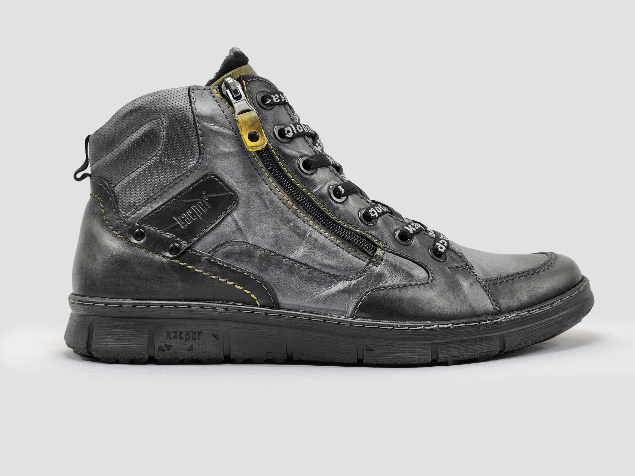 Premium Performance Men's Everyday Thick Wool-Lined Zip-Up Leather Boots - Grey