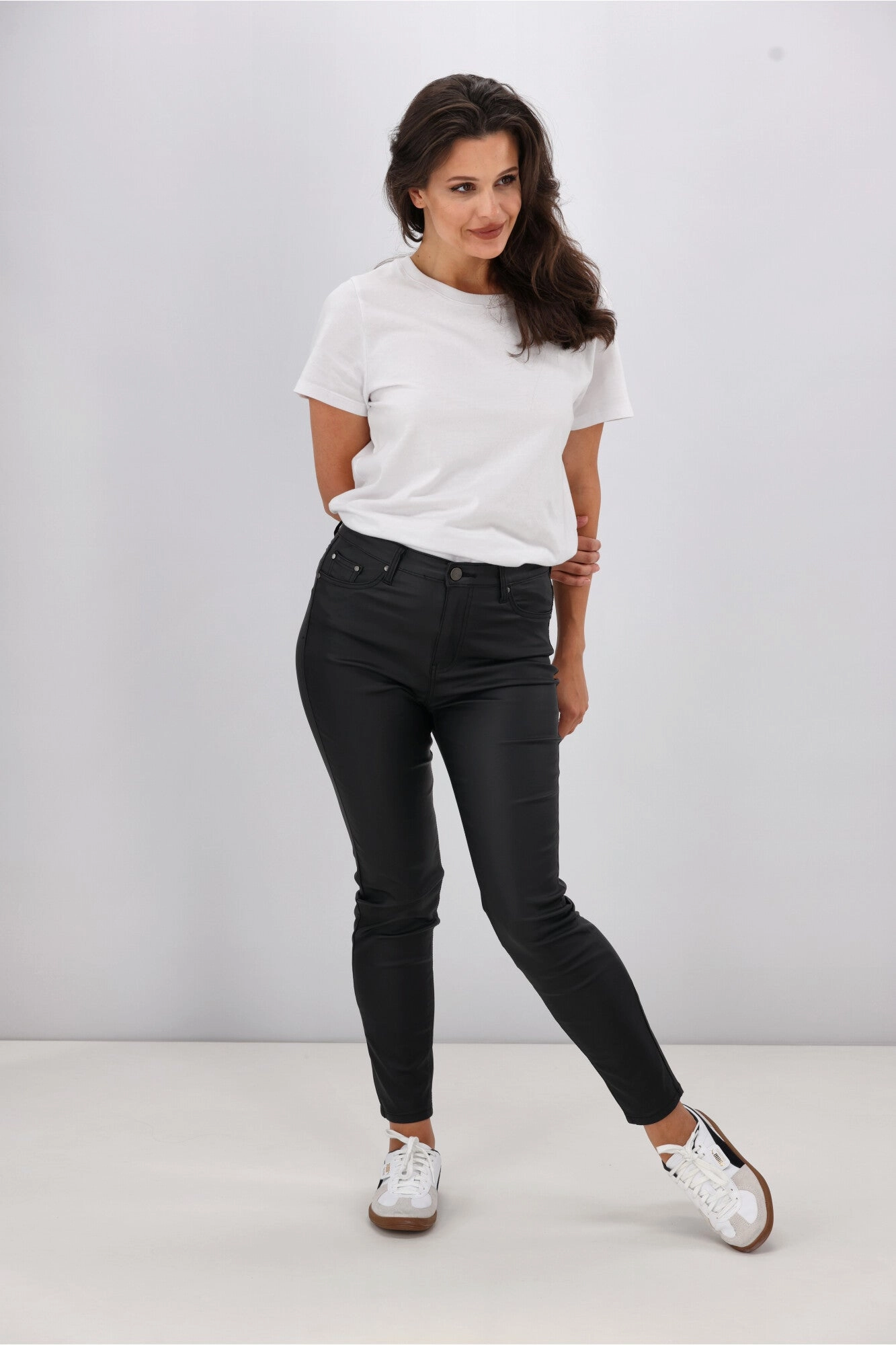 Wakee June Wet Look Denim Black Trendy Design slim fit