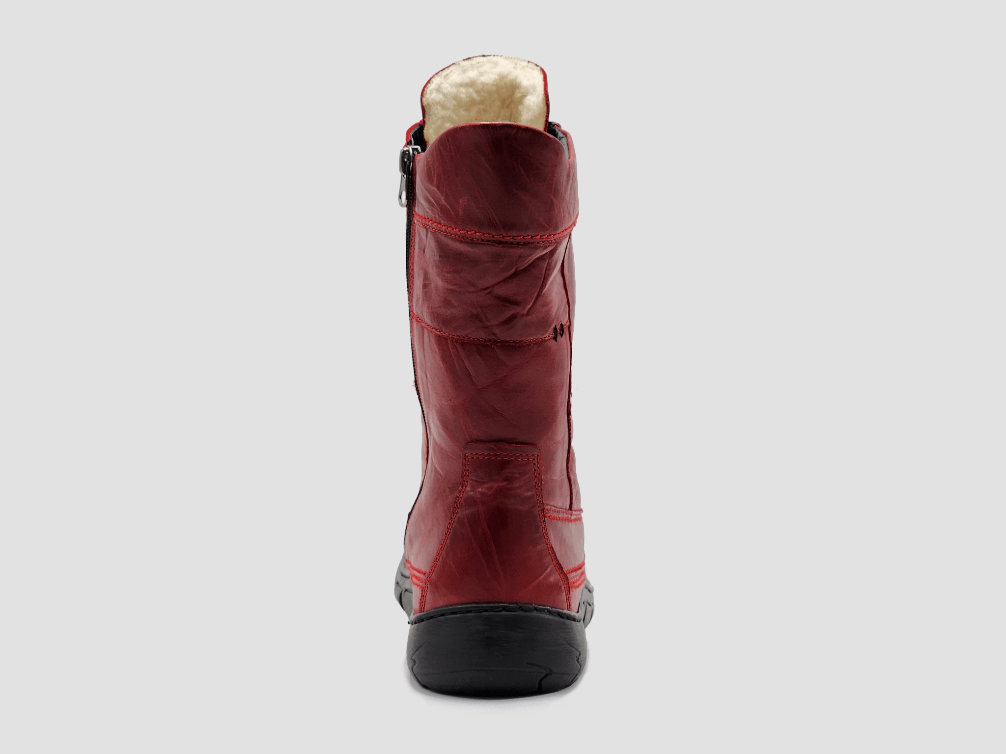 Women??s Original Tall Thick Wool-Lined Zip-Up Leather Boots - Red Eco Material Rough Terrain