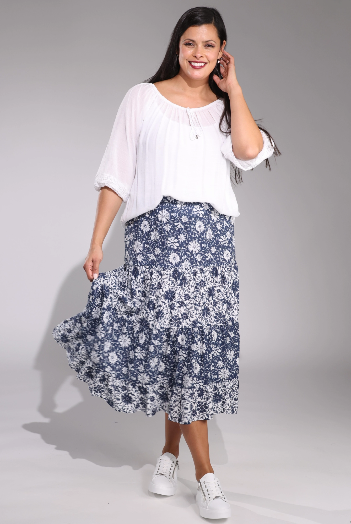 Signature Line Skirt | Indigo Vines | 6540C1