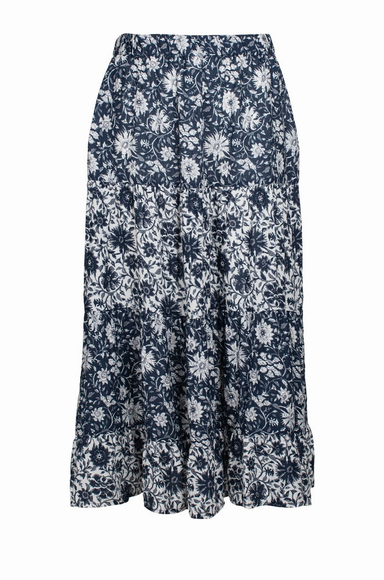 Relaxed Feel Timeless Trend Skirt | Indigo Vines | 6540C1