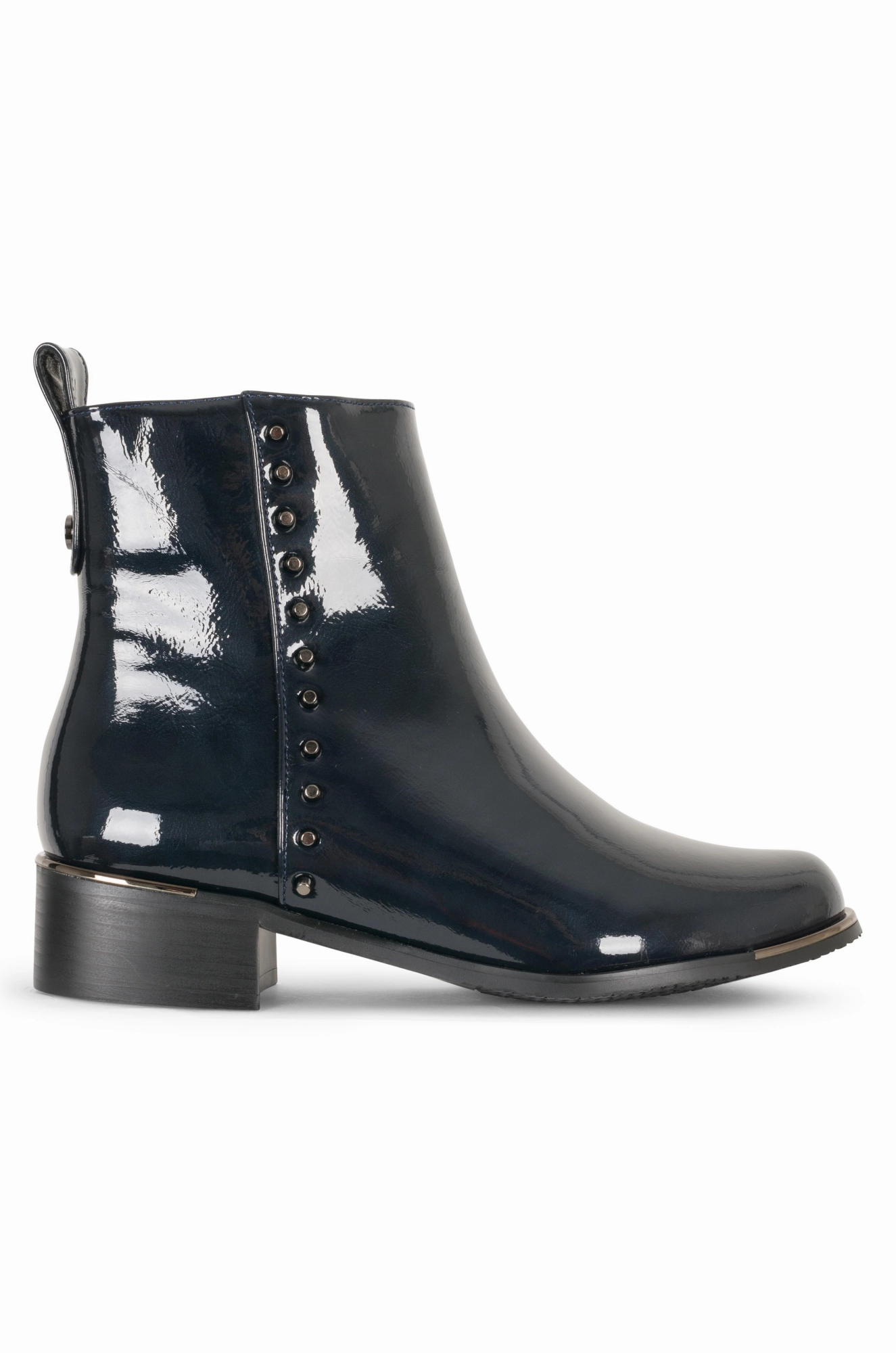 Crisp Look Faux Patent Leather Ankle Boot | NAVY | VIOLETTE ZZ